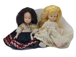 Many Lands Doll 1973 Hong Kong Posable 7" Set Of 2 Mexican Senorita